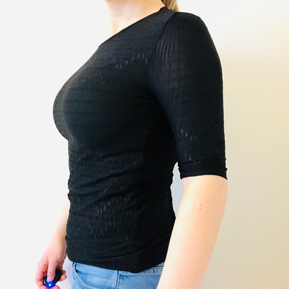 5/$25 ZARA black quarter sleeve shirt - Picture 2 of 8